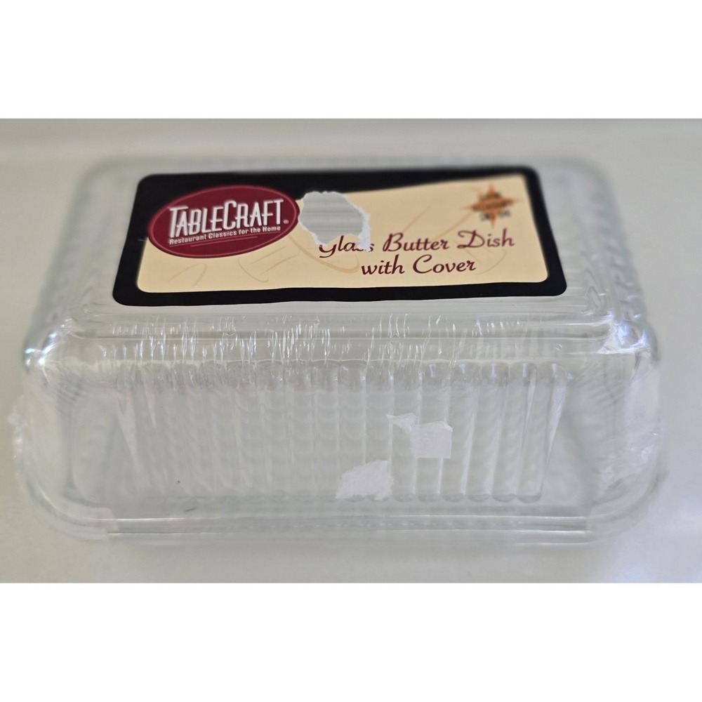 TableCraft Restaurant Class For The Home Ribbed Glass‎ Butter Dish